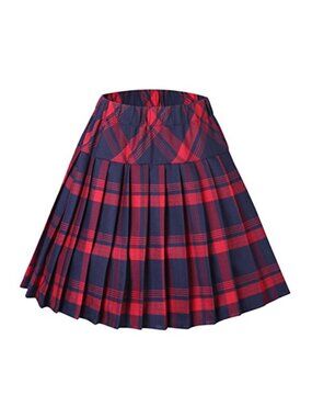 High Waist Pleated A-Line Mini Skirt Polyester Spandex Cosplay Costume